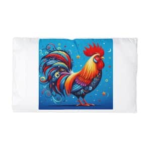Colorful Carton Rooster Microfiber Pillowcase
