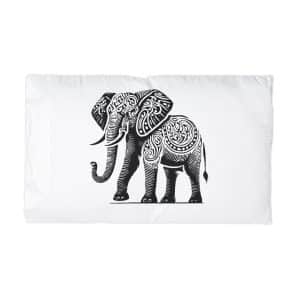 Black Color Elephant Silhouette Vector Illustration Solid White Background(1) Microfiber Pillowcase