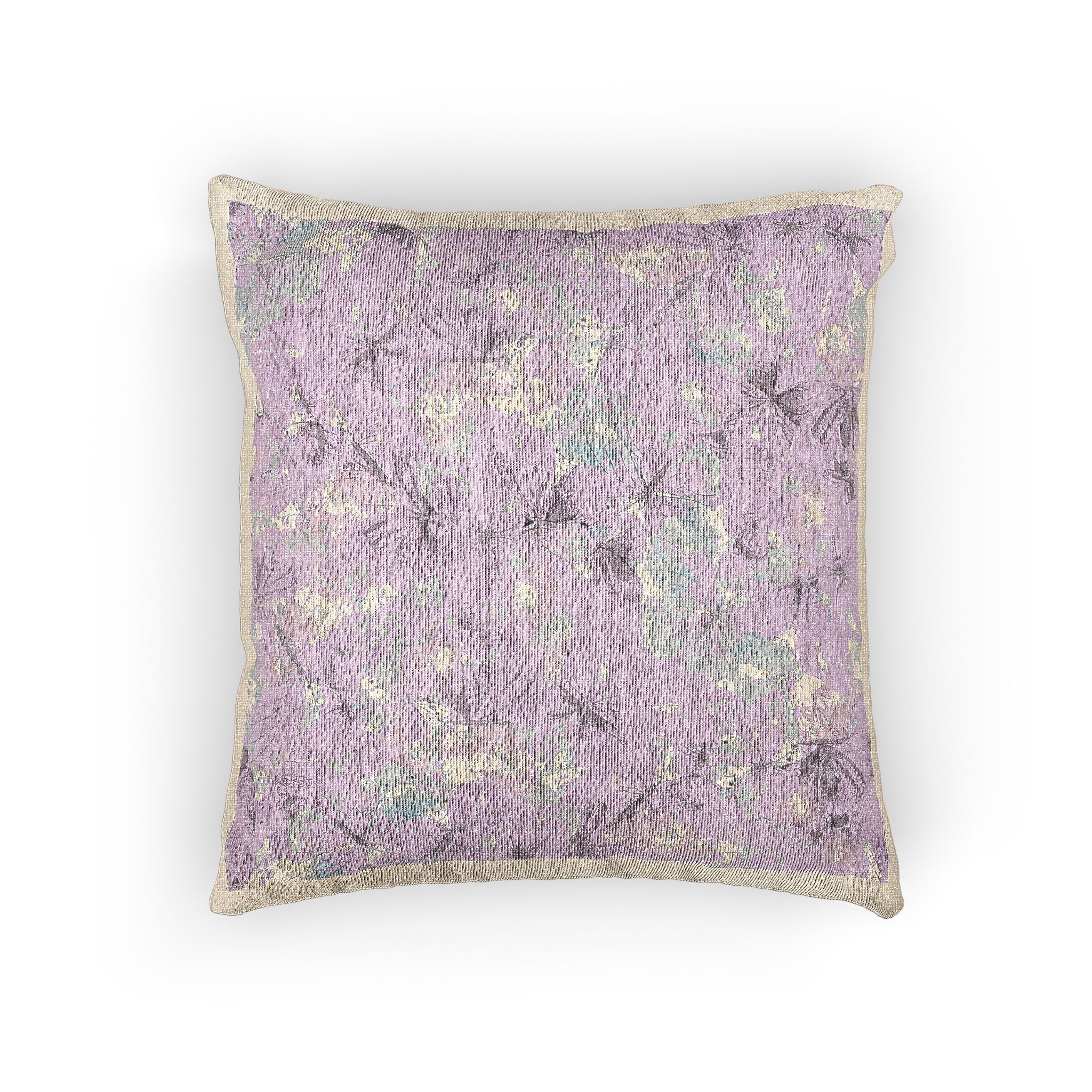 Lilac Pink Blue Butterflies Watercolor Illustration Seamless Pattern White Background From Cats Butterflies Collection Fabric Textile Wallpaper Packaging Wrapping Paper Decoration Woven Pillow - Image 3