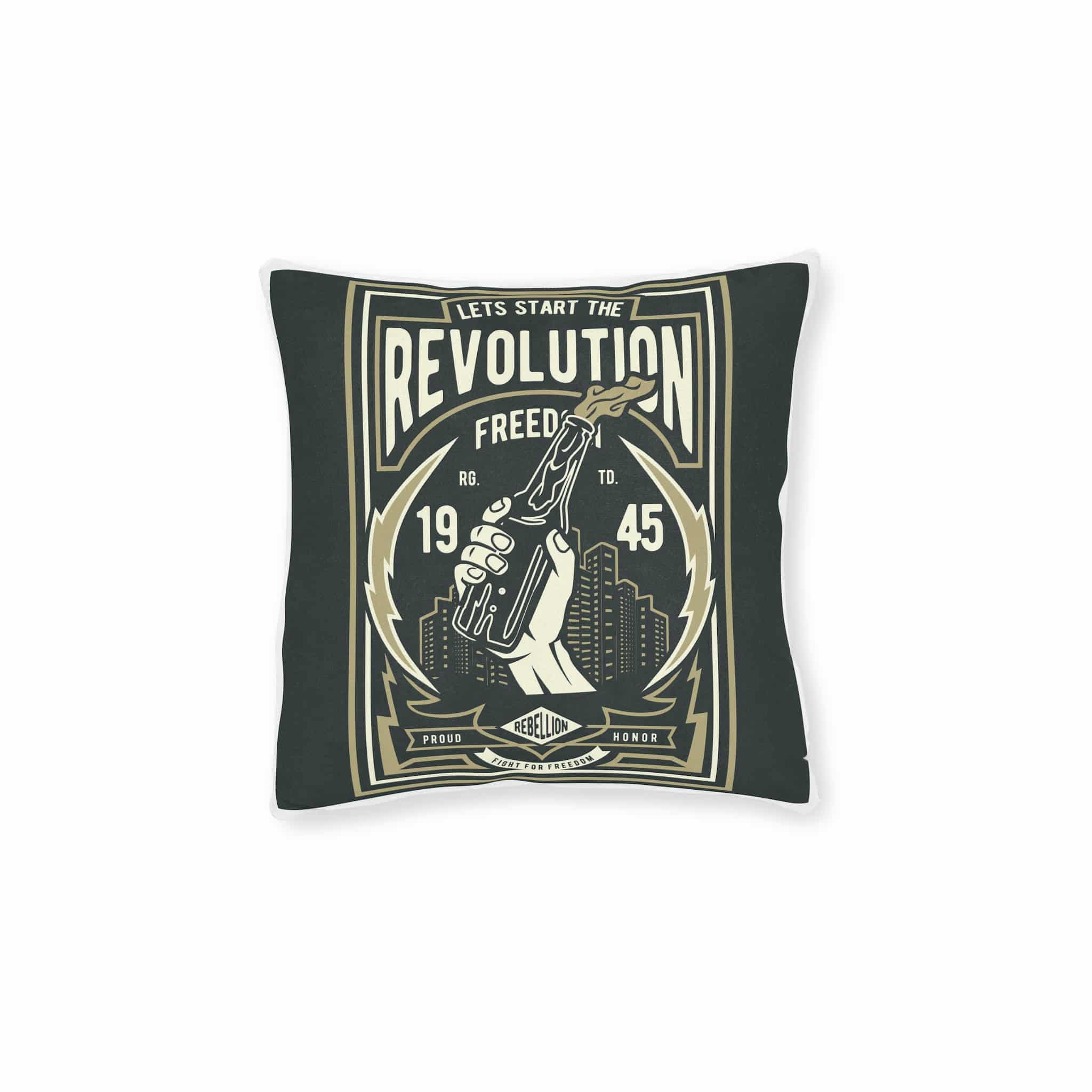 Lets Start the Revolution Square Pillow Pink Back