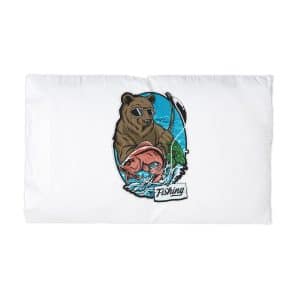 Bear Fishing Salmon Microfiber Pillowcase