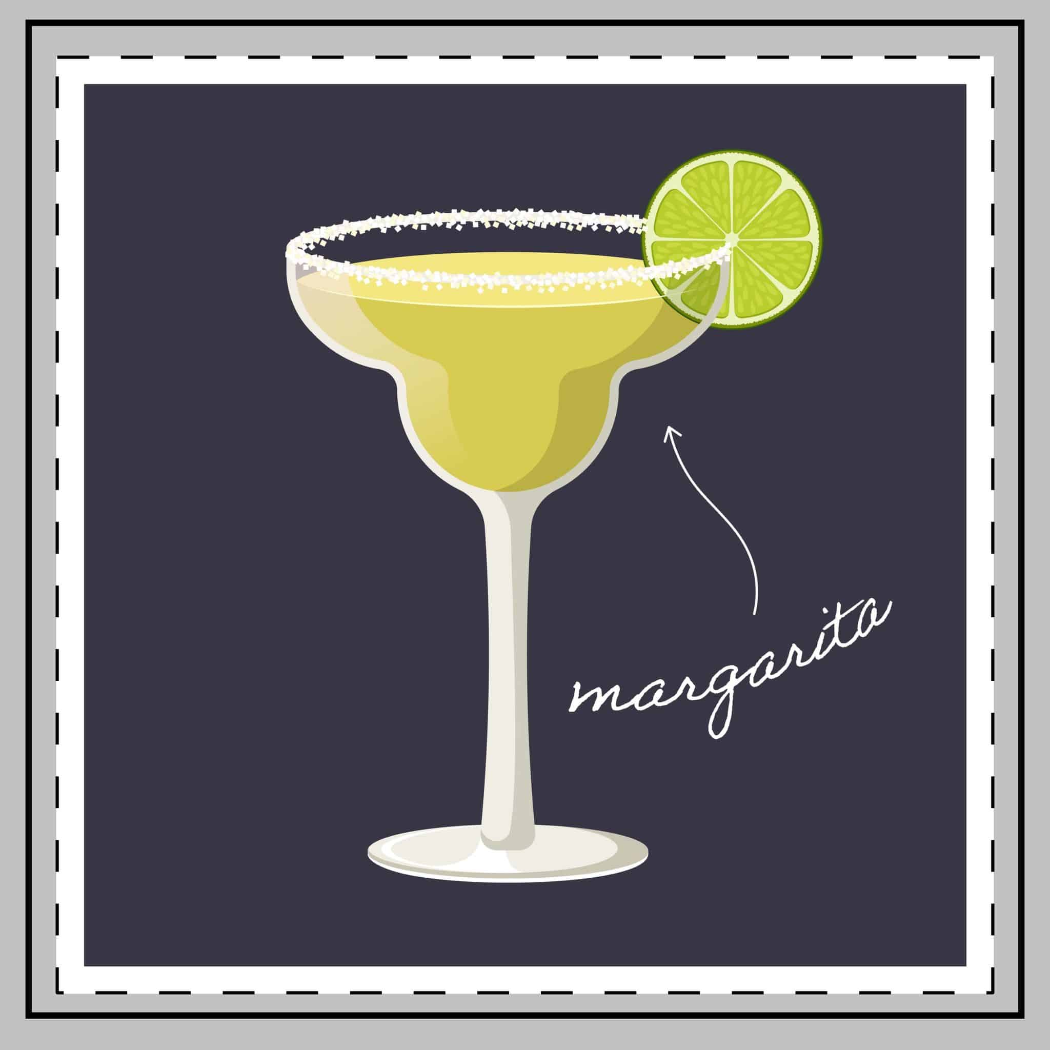 Vector Illustration Margarita Cocktail Isolated Black Background Throw Pillow - Image 2