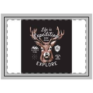 Expedition Slogan With Moose Head Badges Black Background Throw Pillow