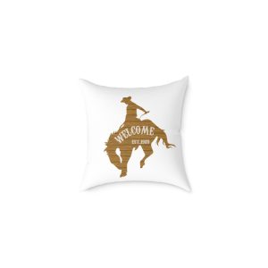 Welcome Cowboy Square Poly Canvas Pillow