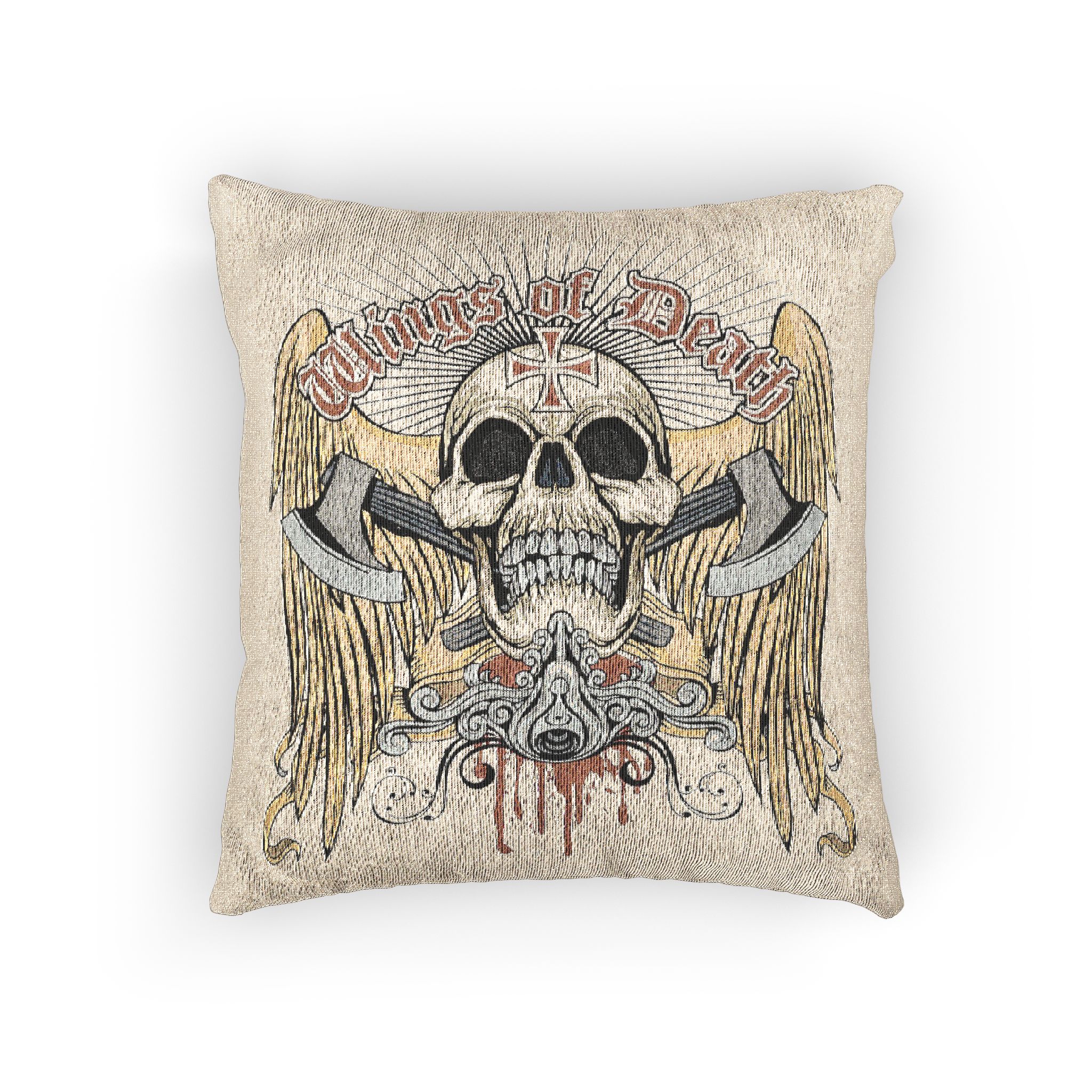 Gothic Sign With Skull Grunge Vintage Design T Shirts (30) Woven Pillow - Image 3