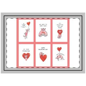 Valentines Day Sphinx Cats Hearts Line Illustrations Postcards Set Throw Pillow