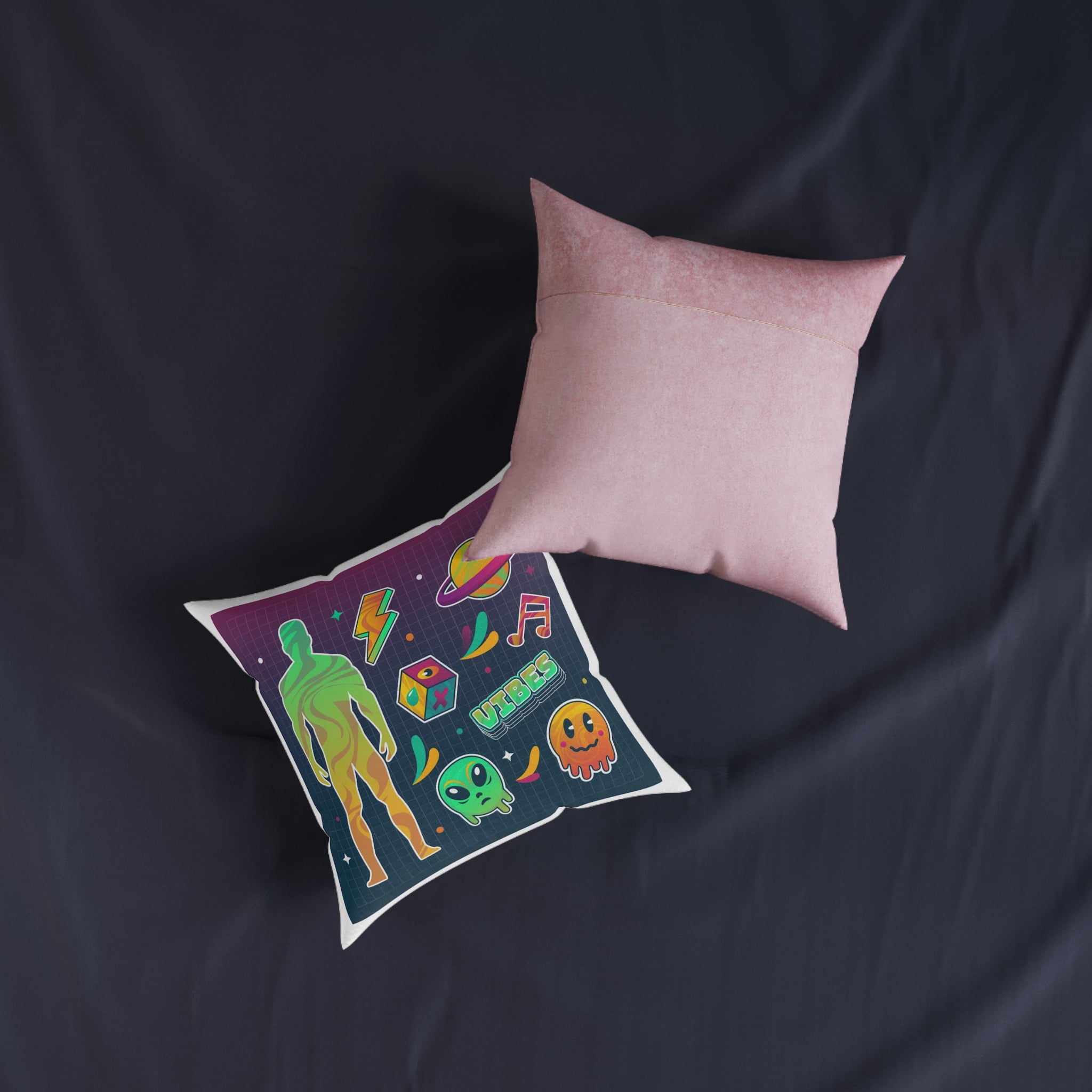 Gradient Rave Sticker Set Square Pillow Pink Back - Image 7