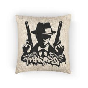 Mafia Gangster Silhouette People Graffiti Tag Hip Hop Street Art Typography Illustration Woven Pillow