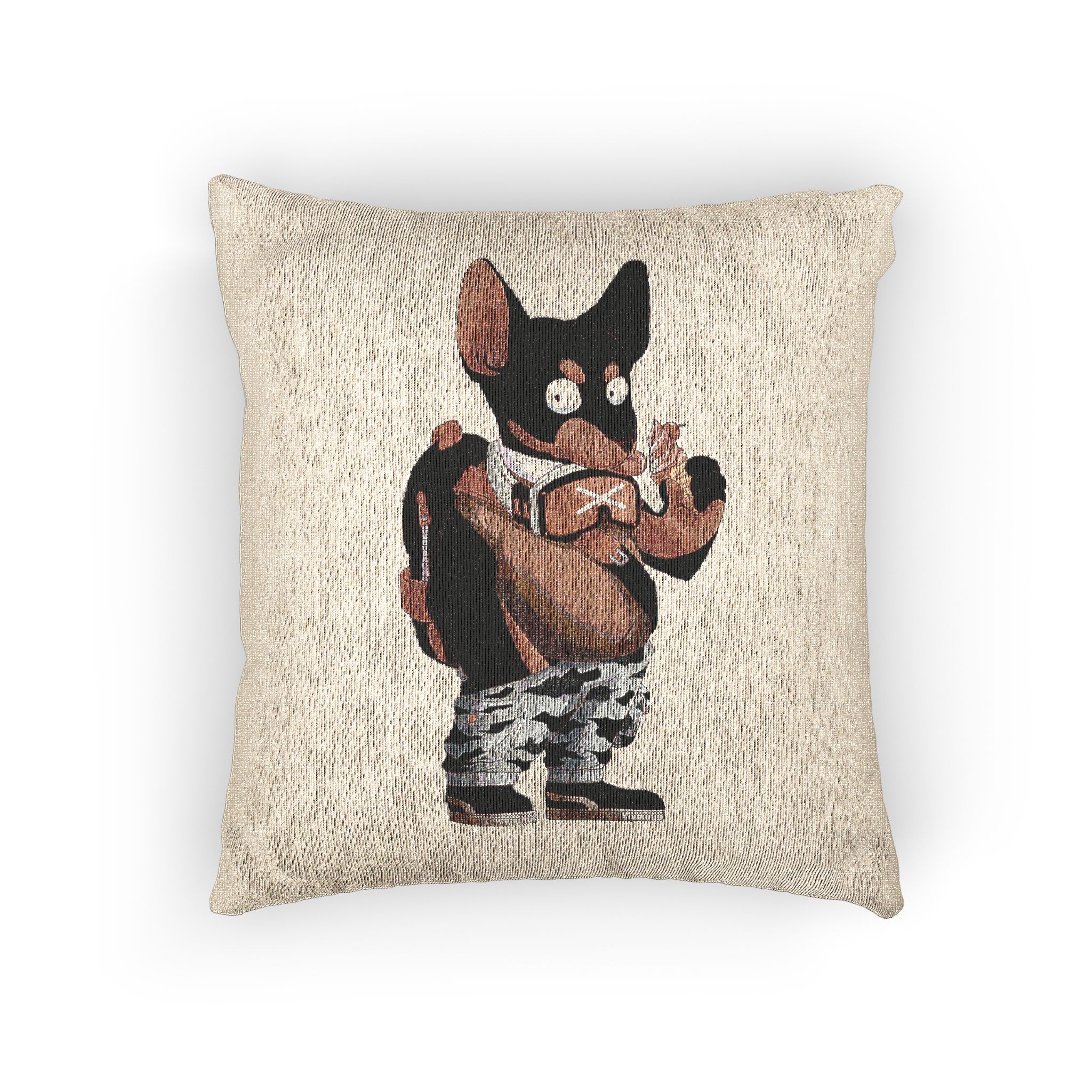 Cool Little Mice Eat Ice Cream Mascot Design Cartoon Illstration Woven Pillow - Image 3