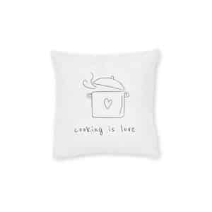 Cooking Is Love Square Pillow Pink Back