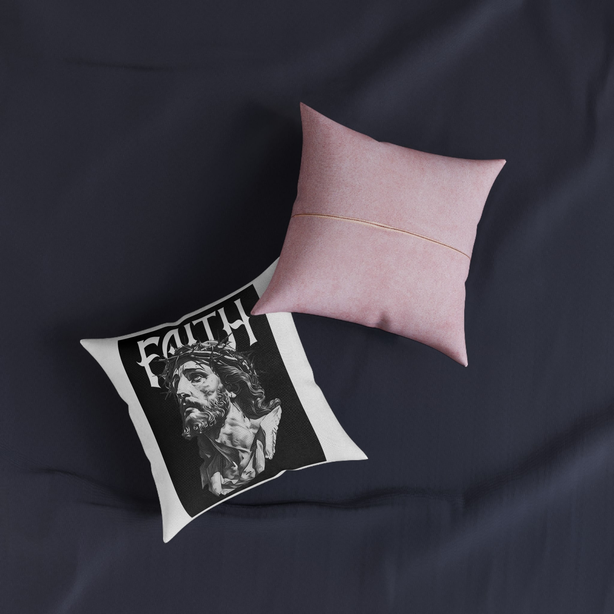 Streetwear Design Tshirt Brutalism Urban Street Style Streetwear Clothing Design Print Copia Square Pillow Pink Back - Image 3