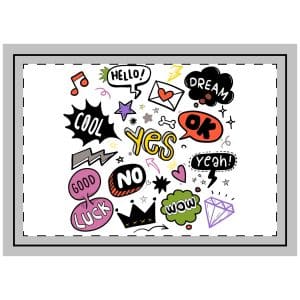 Hand Drawn Pop Art Speech Bubbles Isolated White Background Throw Pillow