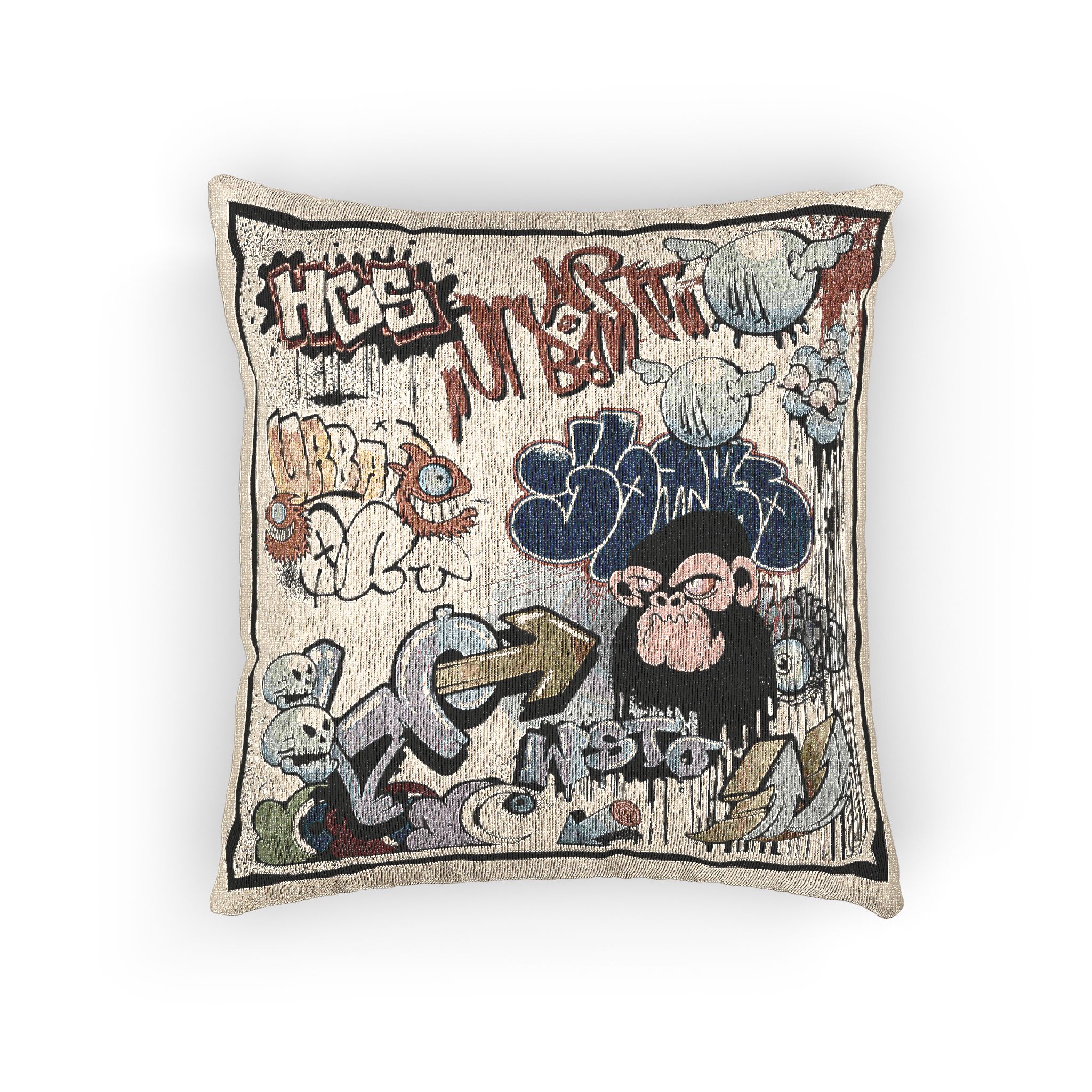 Seamless Graffiti Pattern (1) 1 Woven Pillow - Image 3