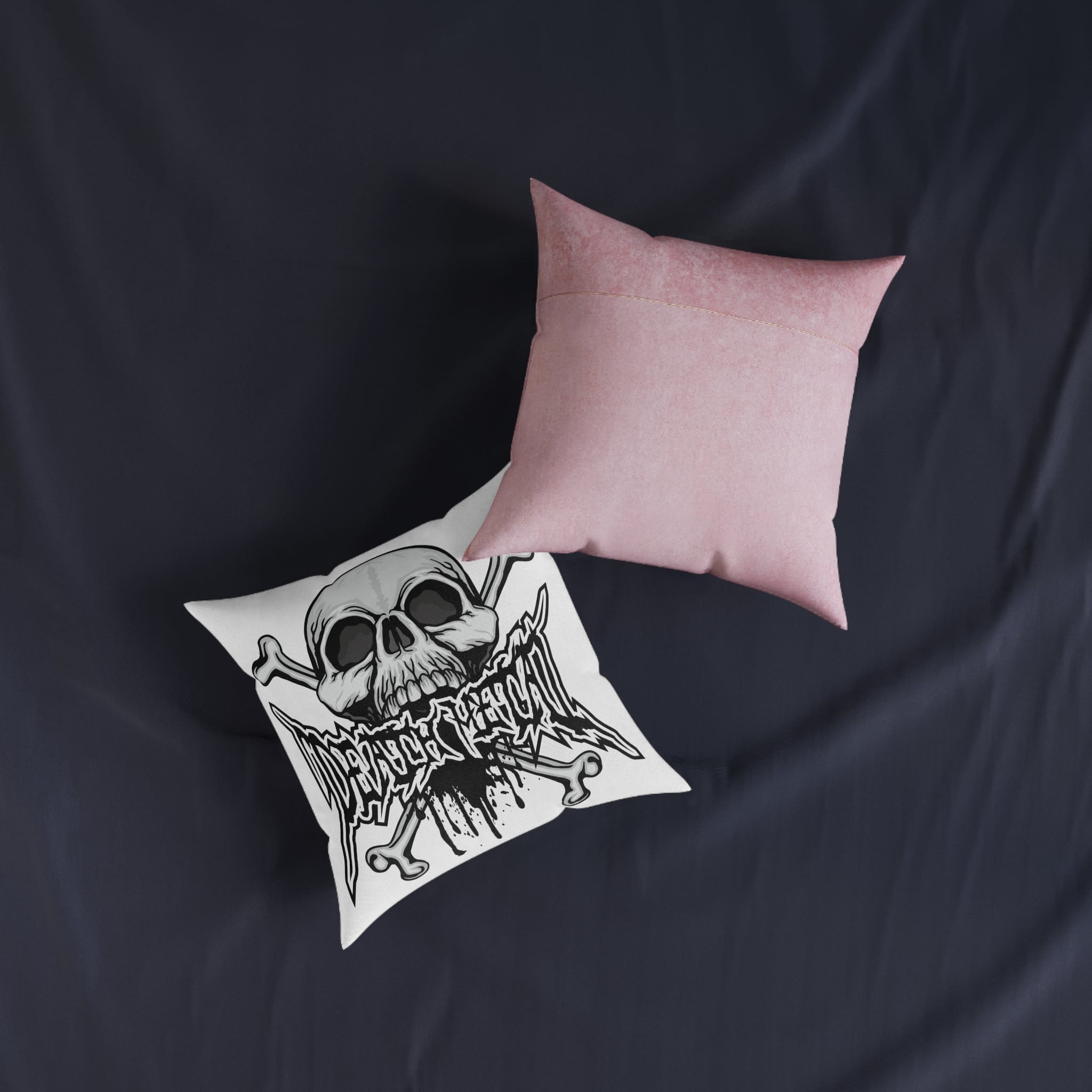 Gothic Sign With Skull Grunge Vintage Design T Shirts (56) Square Pillow Pink Back - Image 7