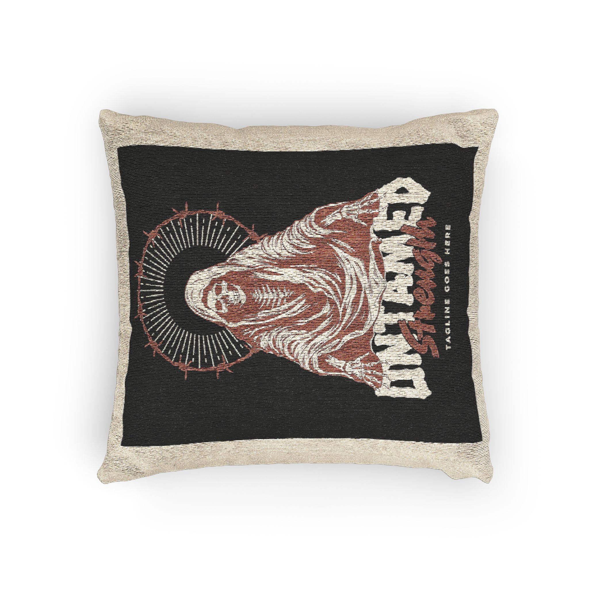 Untamed Strength the Angel of Death Is Sitting Poster Woven Pillow - Image 4