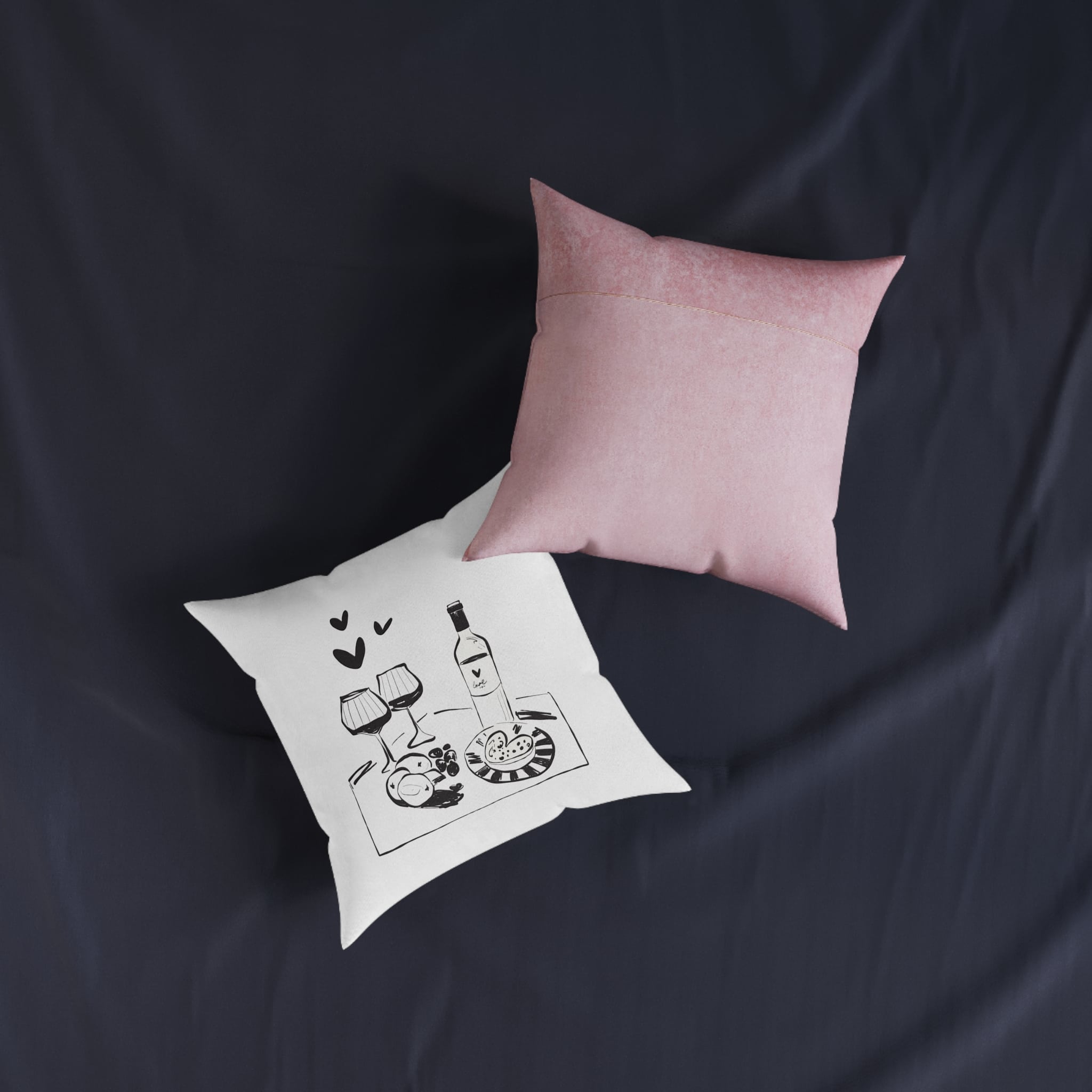 Saint Valentine S Day Hand Drawn Trendy Vector Illustration Love Card Design Cute Doodle Romantic Square Pillow Pink Back - Image 7