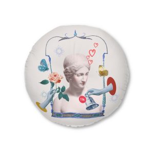 Greek Goddess Statue Online Dating Notification Aesthetic Mixed Media Tufted Floor Pillow Round