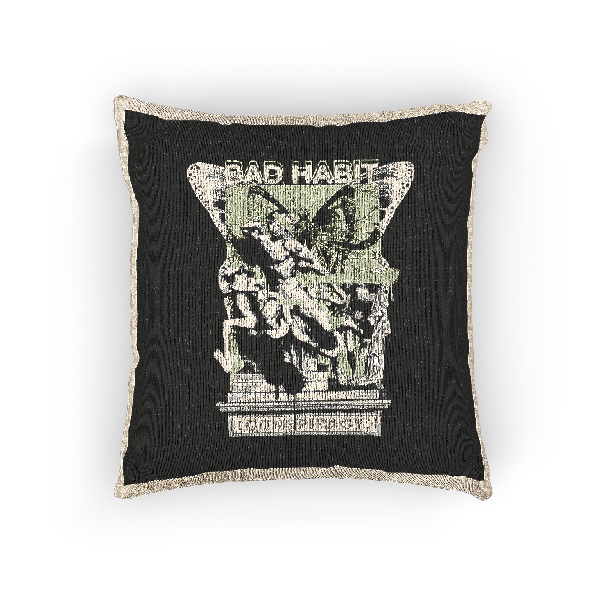 Bad Habit Conspiracy Street Style Vintage Fashion Woven Pillow - Image 3