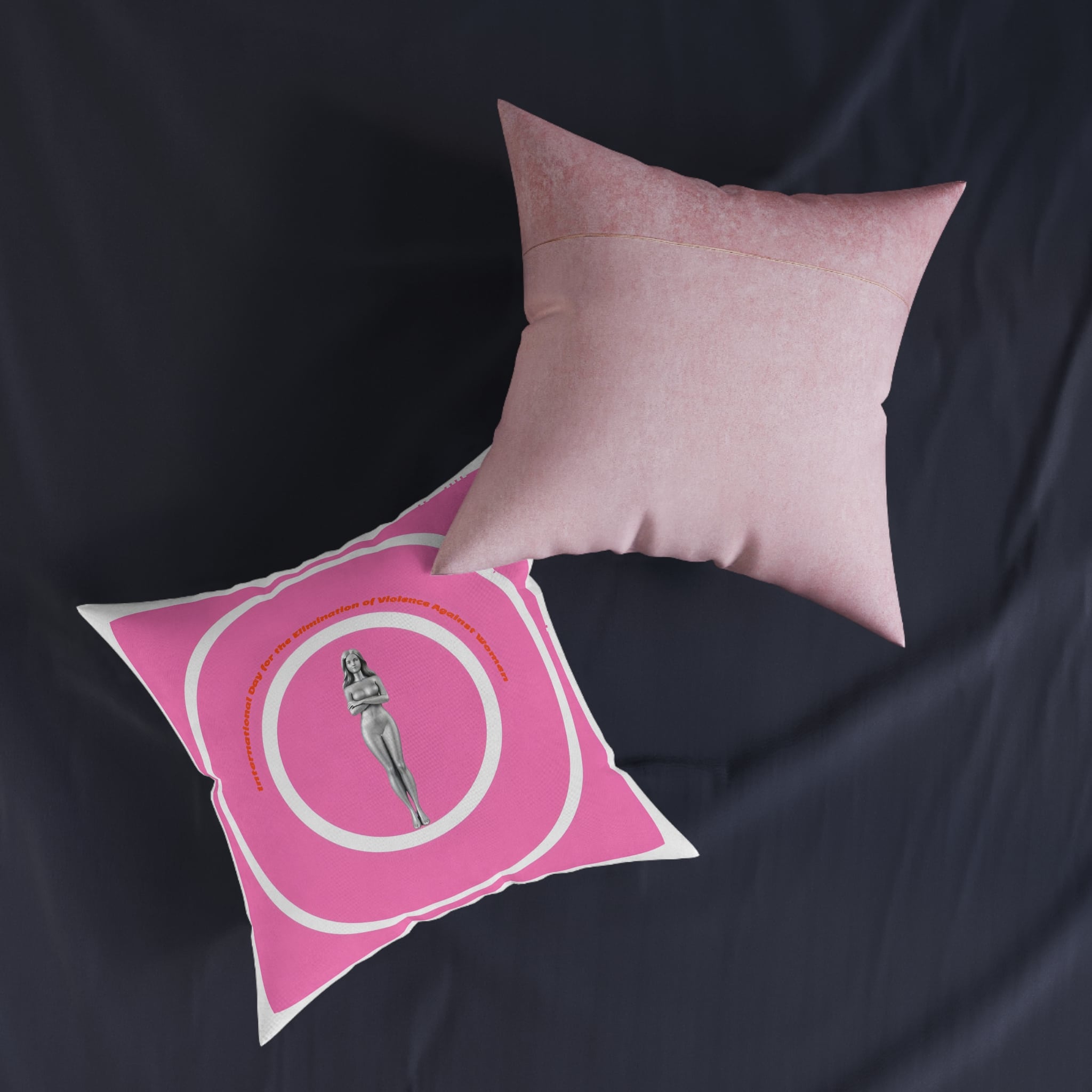 Vector International Day Elimination Violence Against Women Poster Banner Square Pillow Pink Back - Image 11