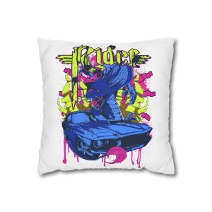 Vintage Car Attacked By Mad Dragon Square Poly Canvas Pillowcase