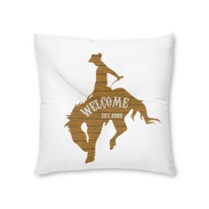 Welcome Cowboy Tufted Floor Pillow Square