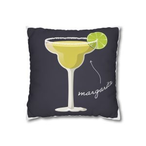 Vector Illustration Margarita Cocktail Isolated Black Background Square Poly Canvas Pillowcase