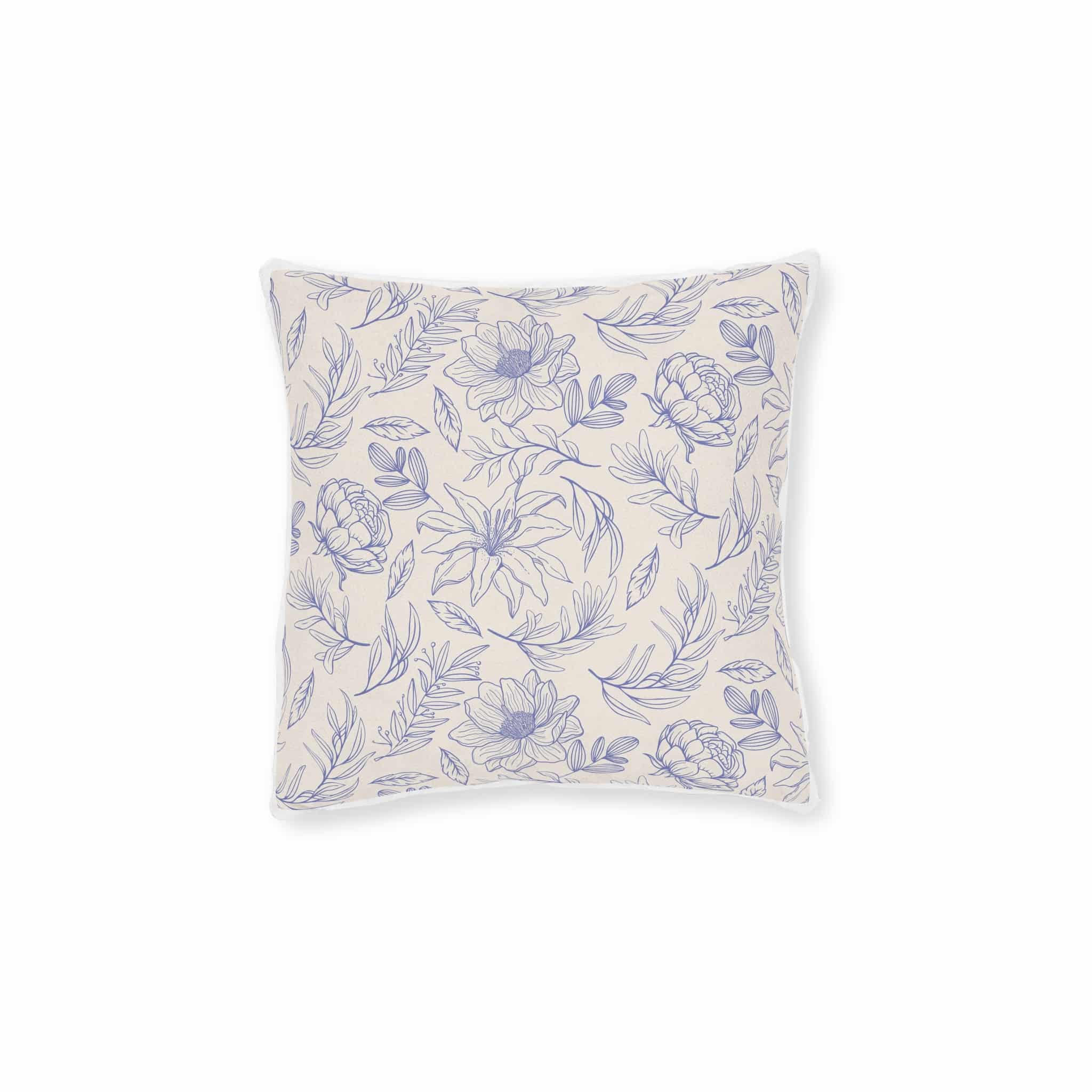 Engraving Hand Drawn Botanical Pattern Square Pillow Pink Back