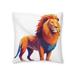 Vibrant Colorful Lion Vector Art Illustration Tufted Floor Pillow Square