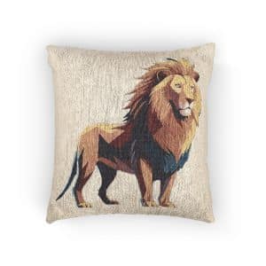 Vibrant Colorful Lion Vector Art Illustration Woven Pillow