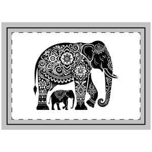 Black Color Elephant Silhouette Vector Illustration Solid White Background(3) Throw Pillow