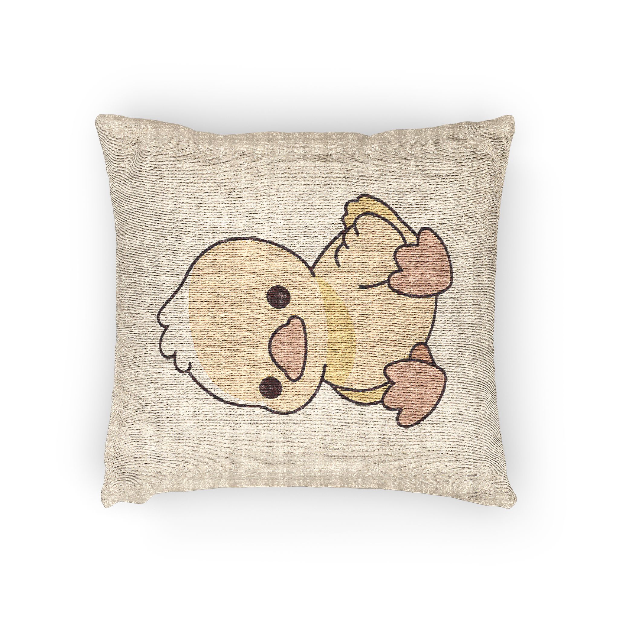 Adorable Yellow Duckling Illustration Cute Cartoon Baby Duck Sitting Woven Pillow - Image 2