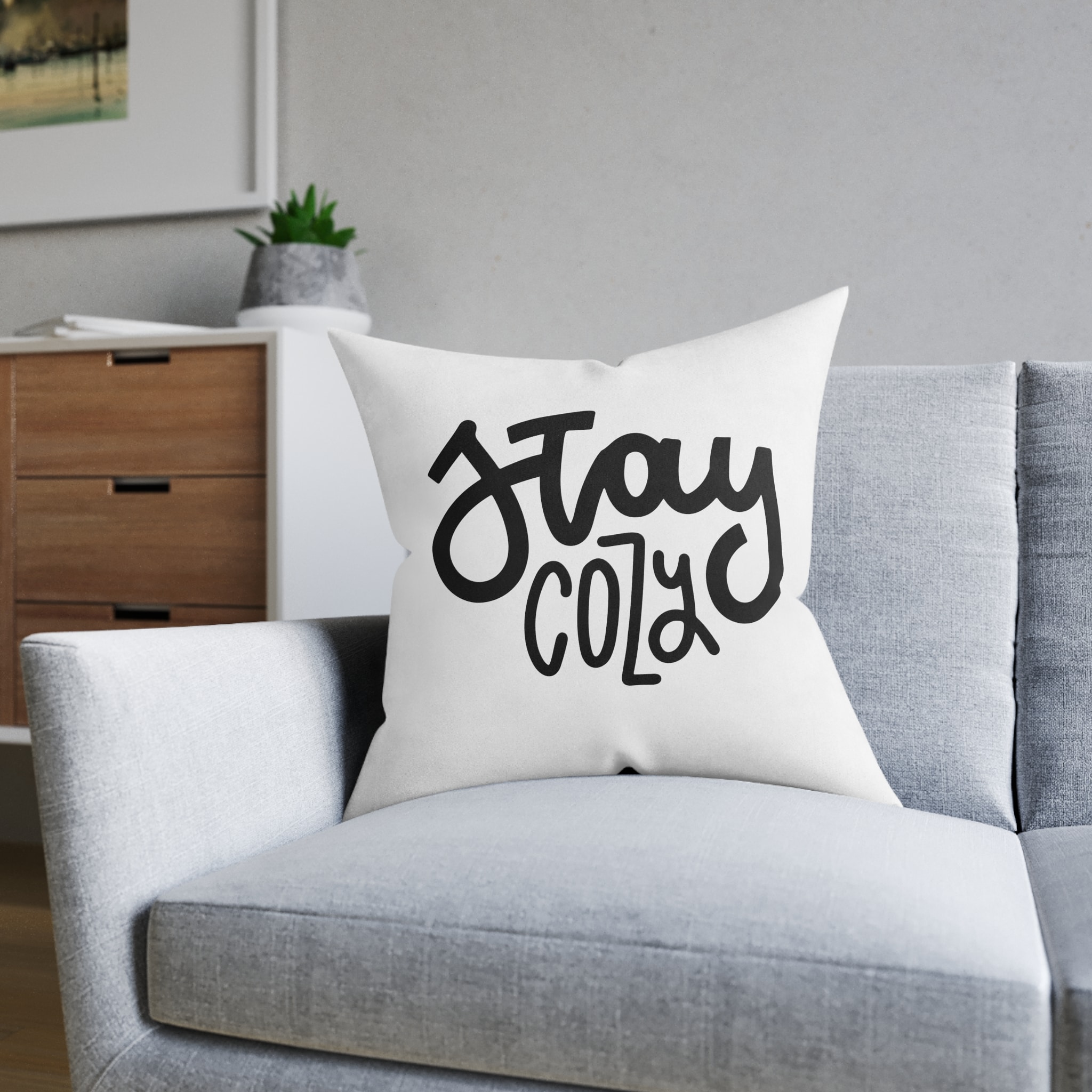 Stay Cozy Hand Written Lettering Quote Hygge Phrase Winter Autumn Time Modern Calligraphy Po Square Pillow Pink Back - Image 12