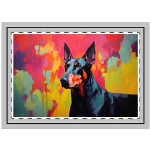 Colorful Abstract Doberman Painting Throw Pillow
