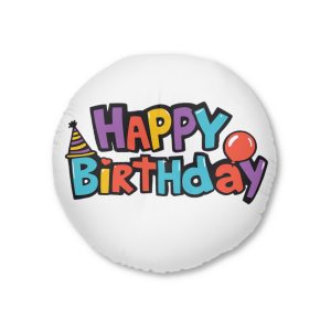 Happy Birthday V3 Tufted Floor Pillow Round