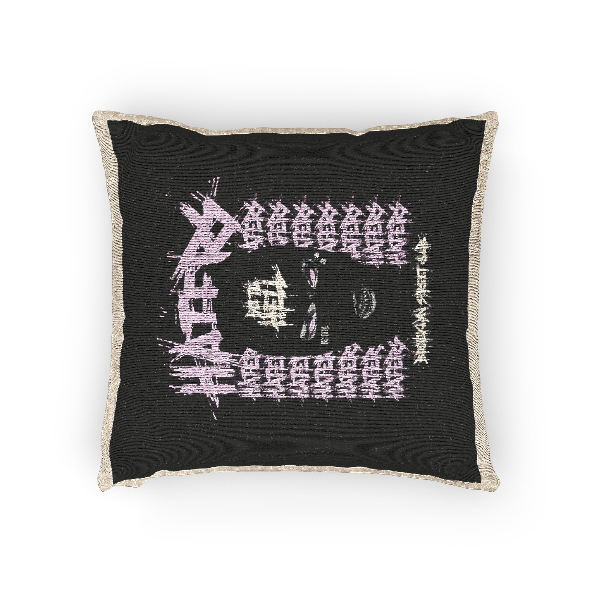 Haters Brooklyn Abstract Street Vintage Fashion Woven Pillow - Image 2