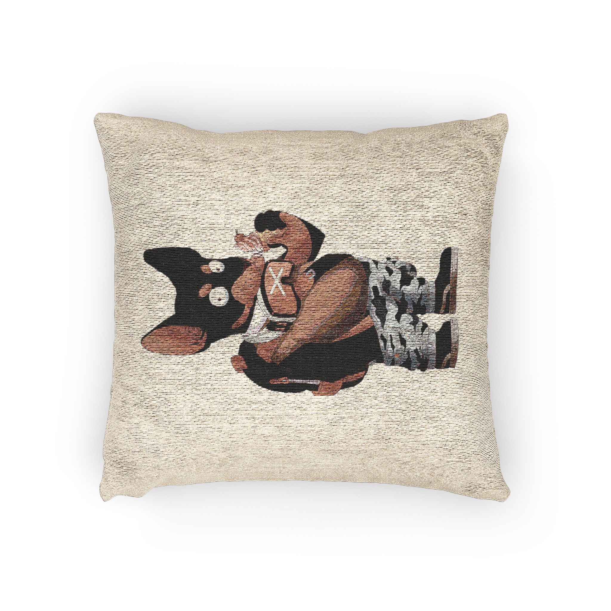 Cool Little Mice Eat Ice Cream Mascot Design Cartoon Illstration Woven Pillow - Image 2
