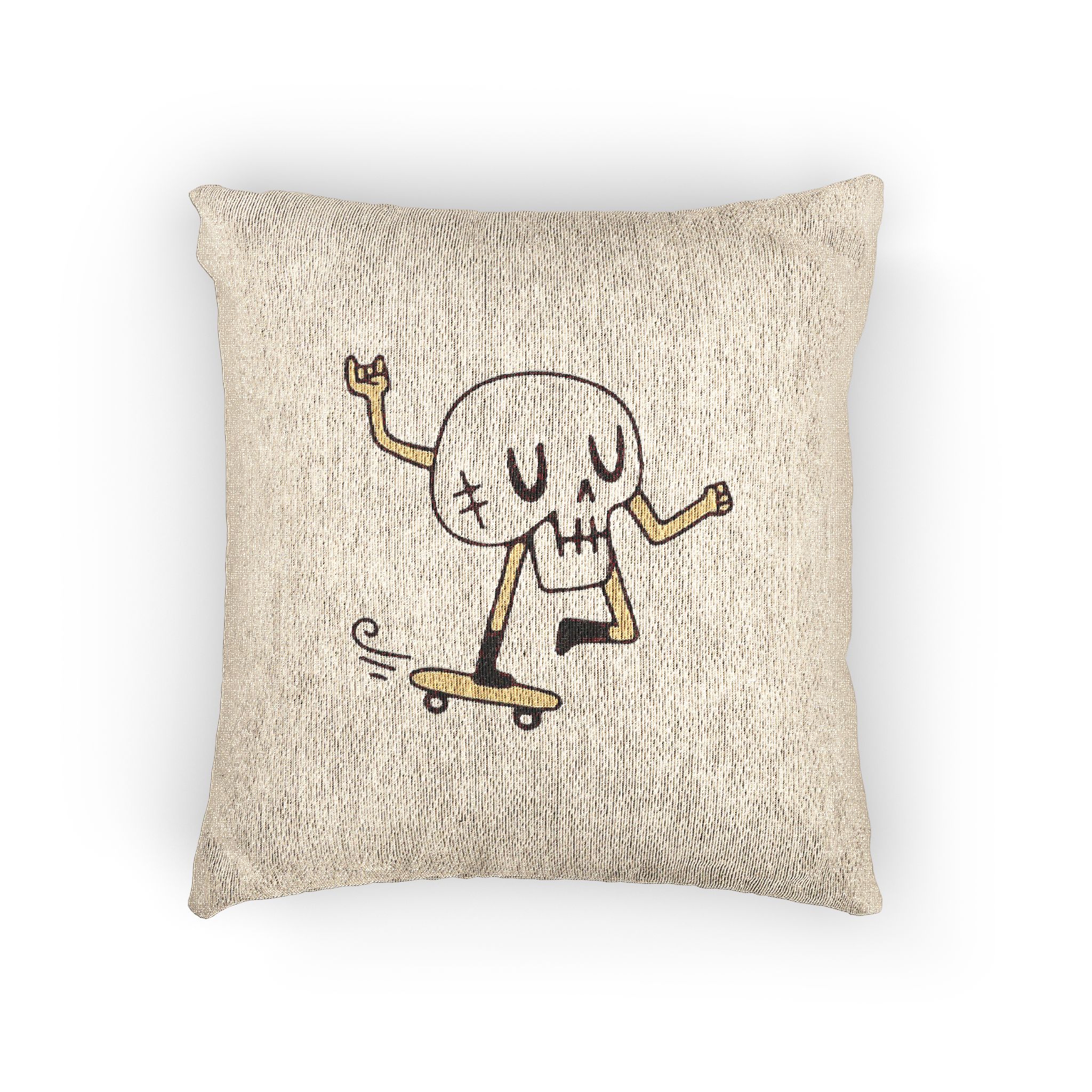 Cool Skull Riding Skateboard Illustration T Shirt Poster Sticker Apparel Merchandise Woven Pillow