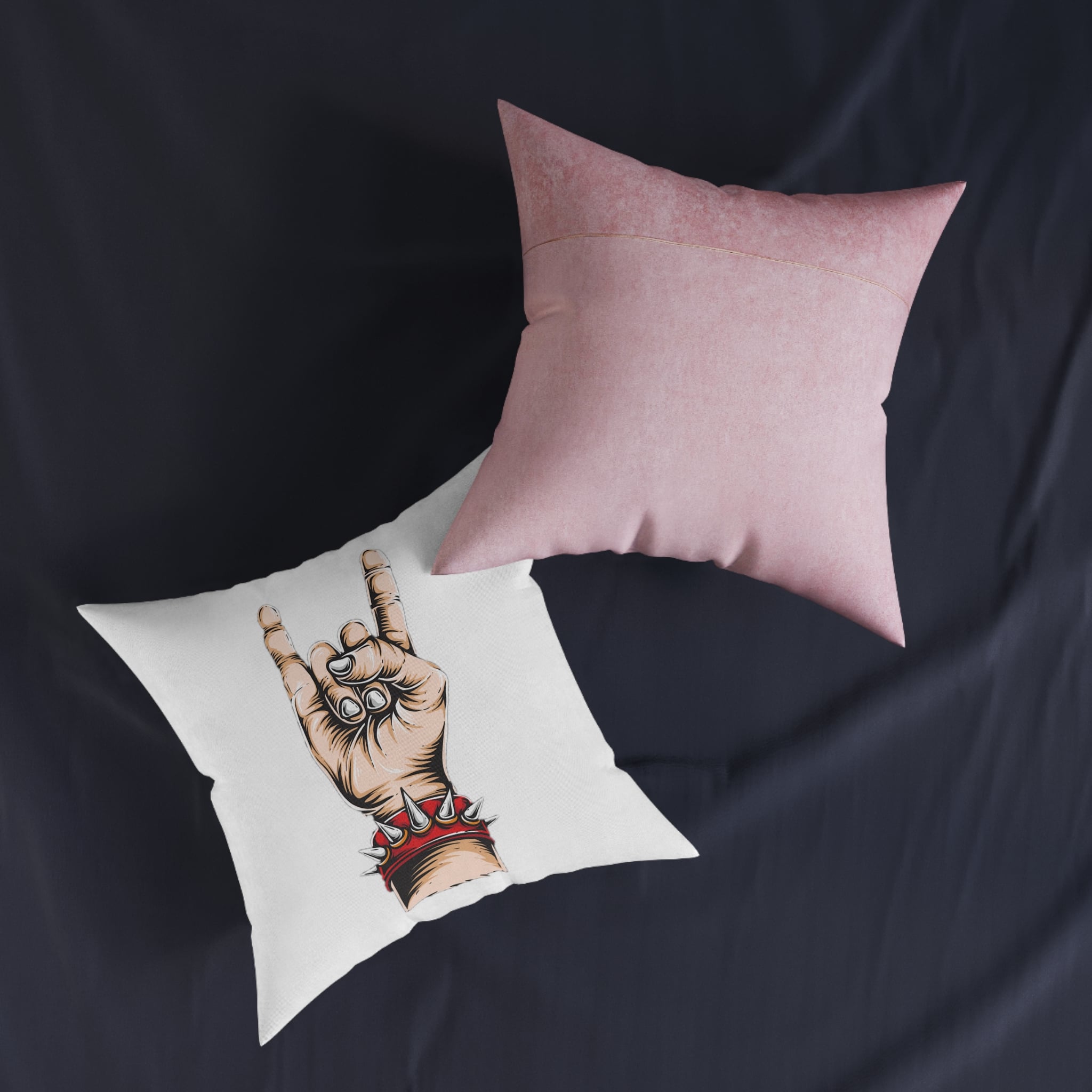 Rock 2 Square Pillow Pink Back - Image 11