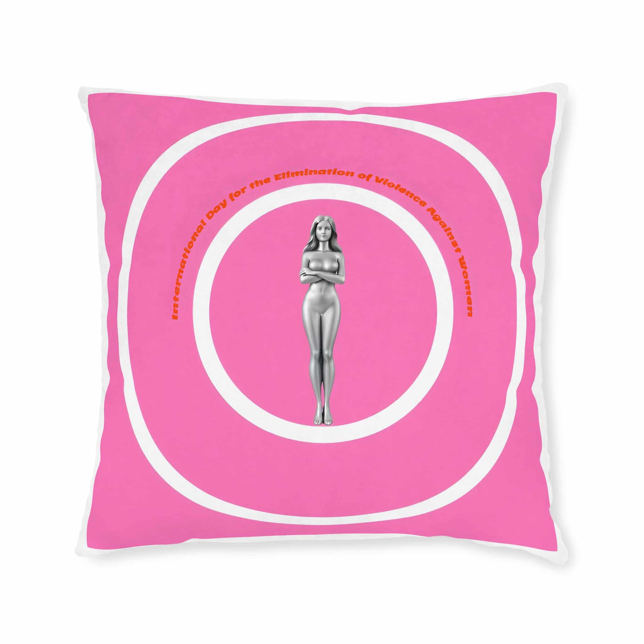 Vector International Day Elimination Violence Against Women Poster Banner Square Pillow Pink Back - Image 9