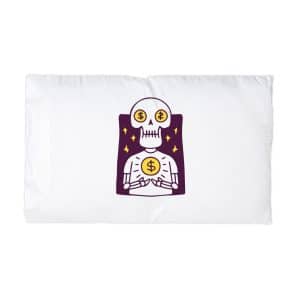 Cool Skull Character With Dollar Coin Illustration T Shirt Sticker Apparel Merchandise Microfiber Pillowcase