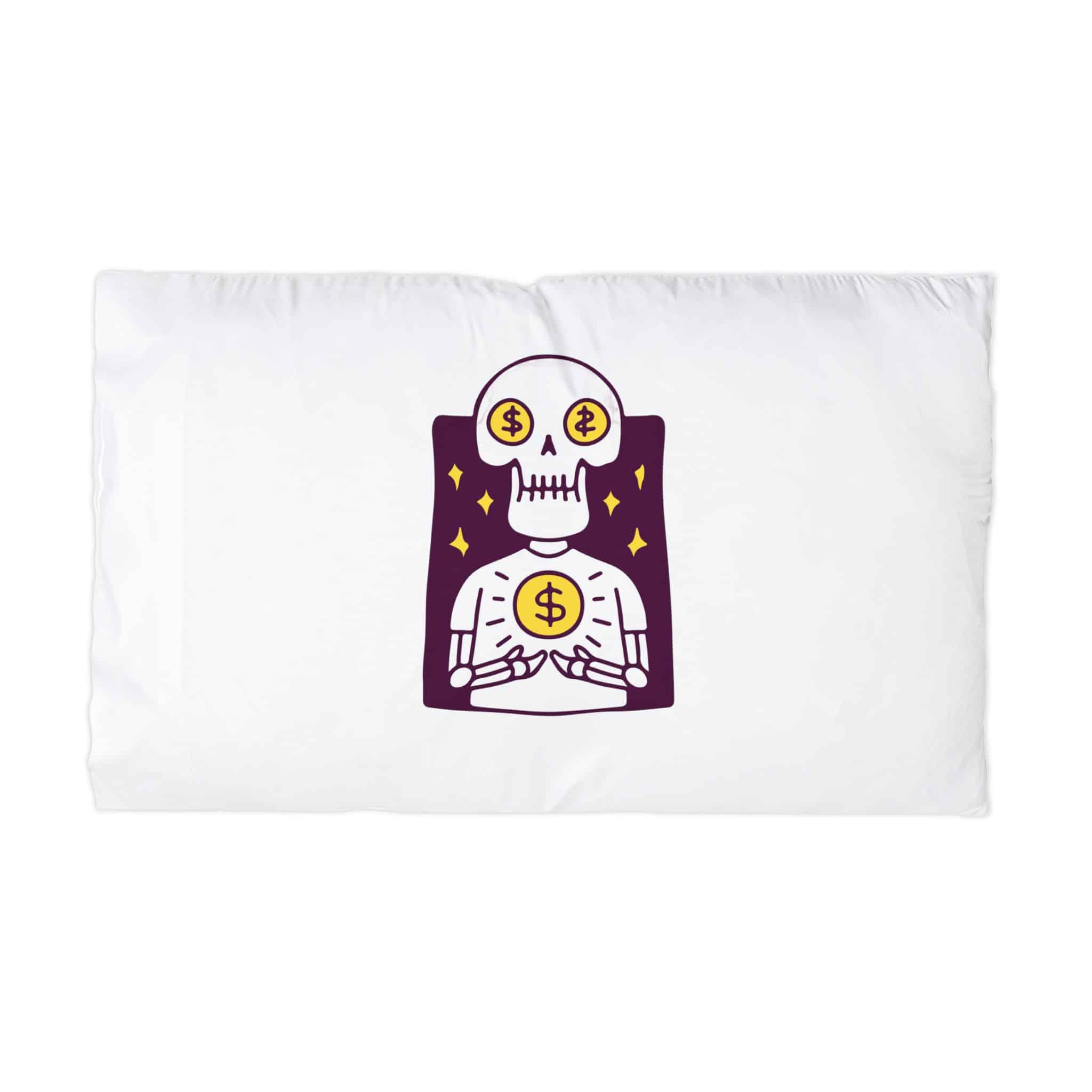 Cool Skull Character With Dollar Coin Illustration T Shirt Sticker Apparel Merchandise Microfiber Pillowcase