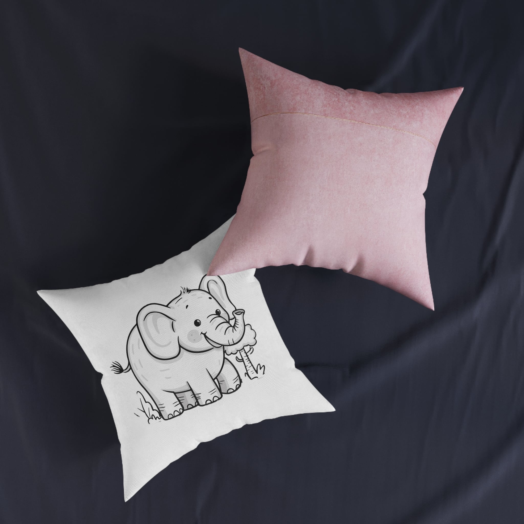 Elephant Copia Square Pillow Pink Back - Image 11