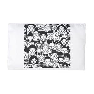 Monochrome Seamless Pattern With Faces Heads People Microfiber Pillowcase