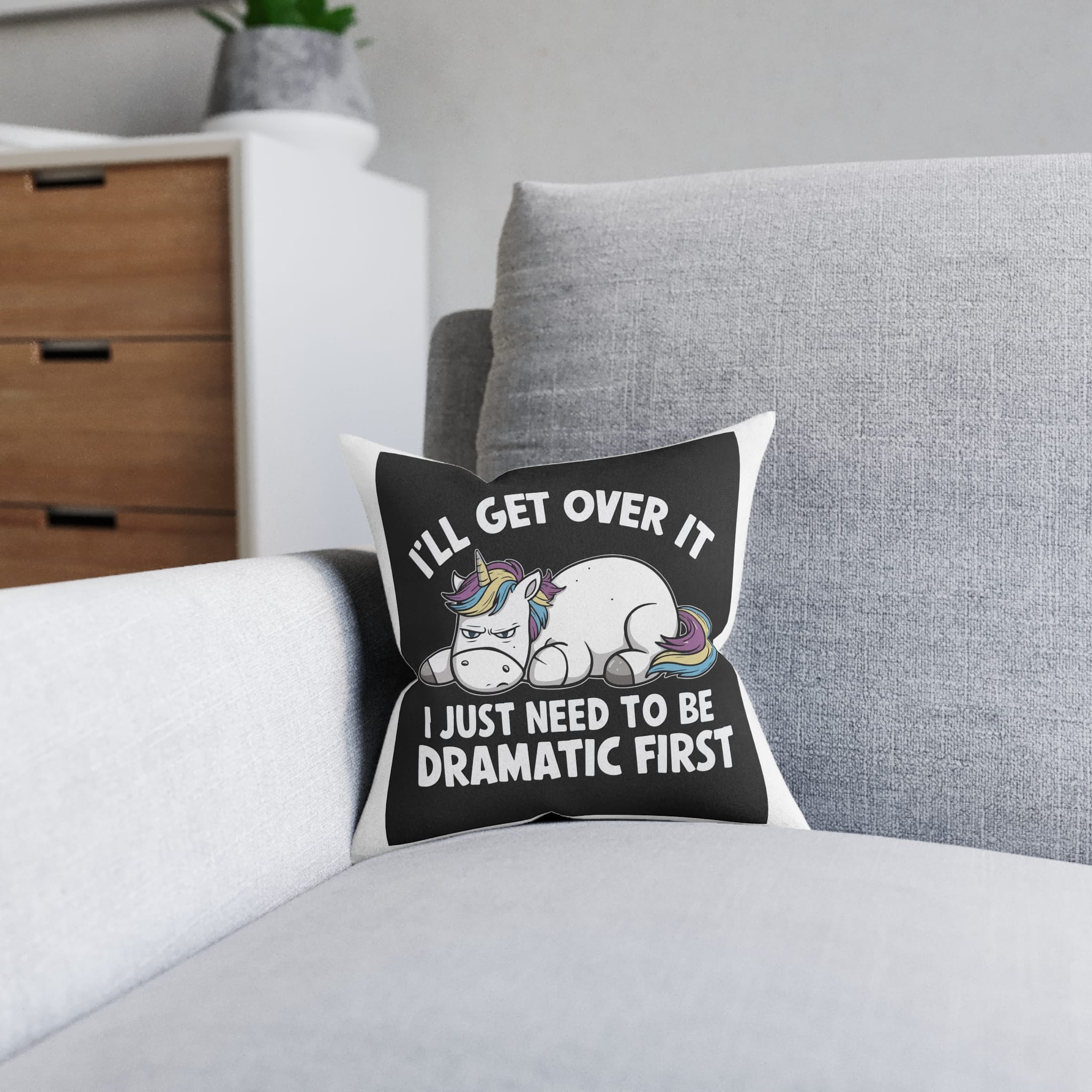 I Will Get Over It Square Pillow Pink Back - Image 4