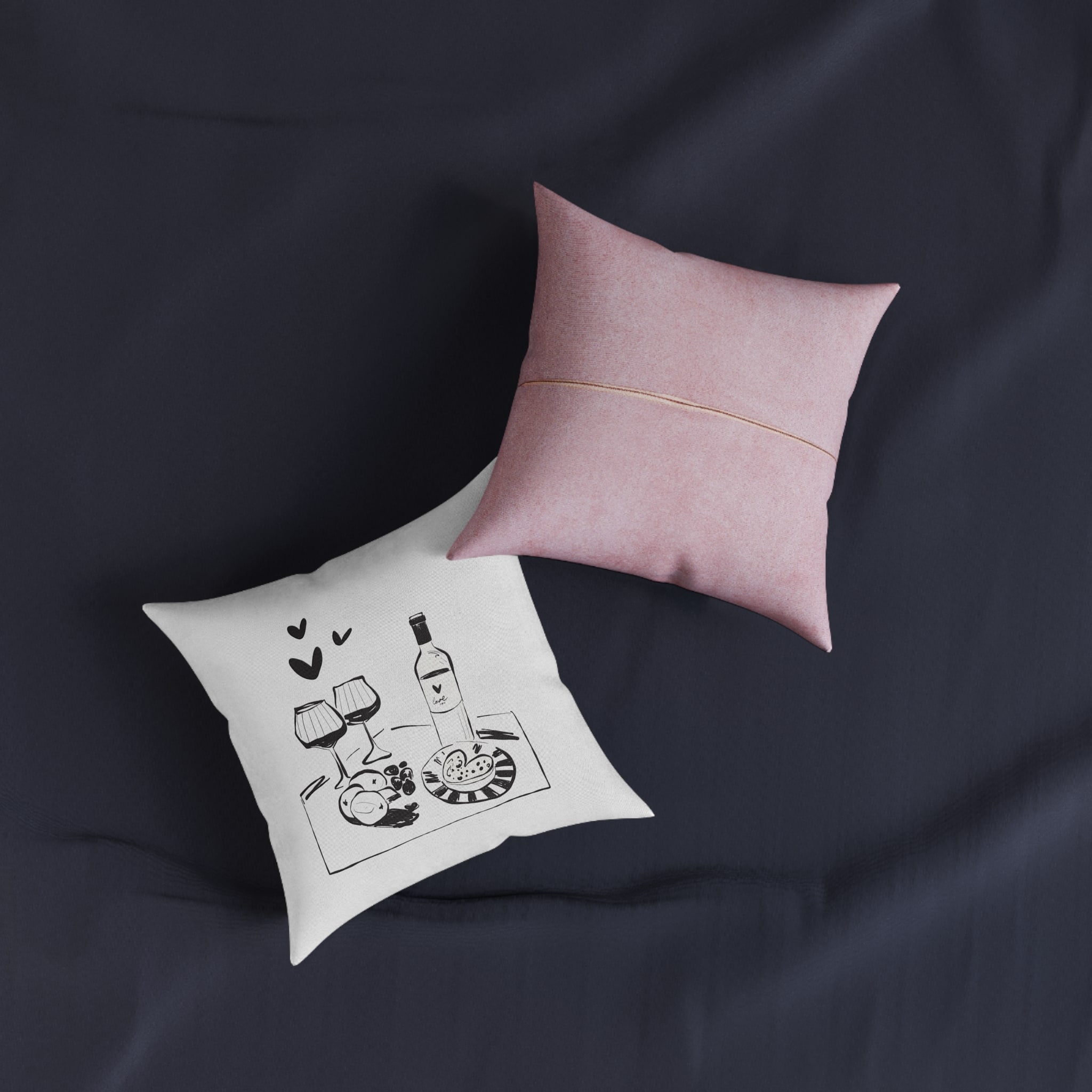 Saint Valentine S Day Hand Drawn Trendy Vector Illustration Love Card Design Cute Doodle Romantic Square Pillow Pink Back - Image 3