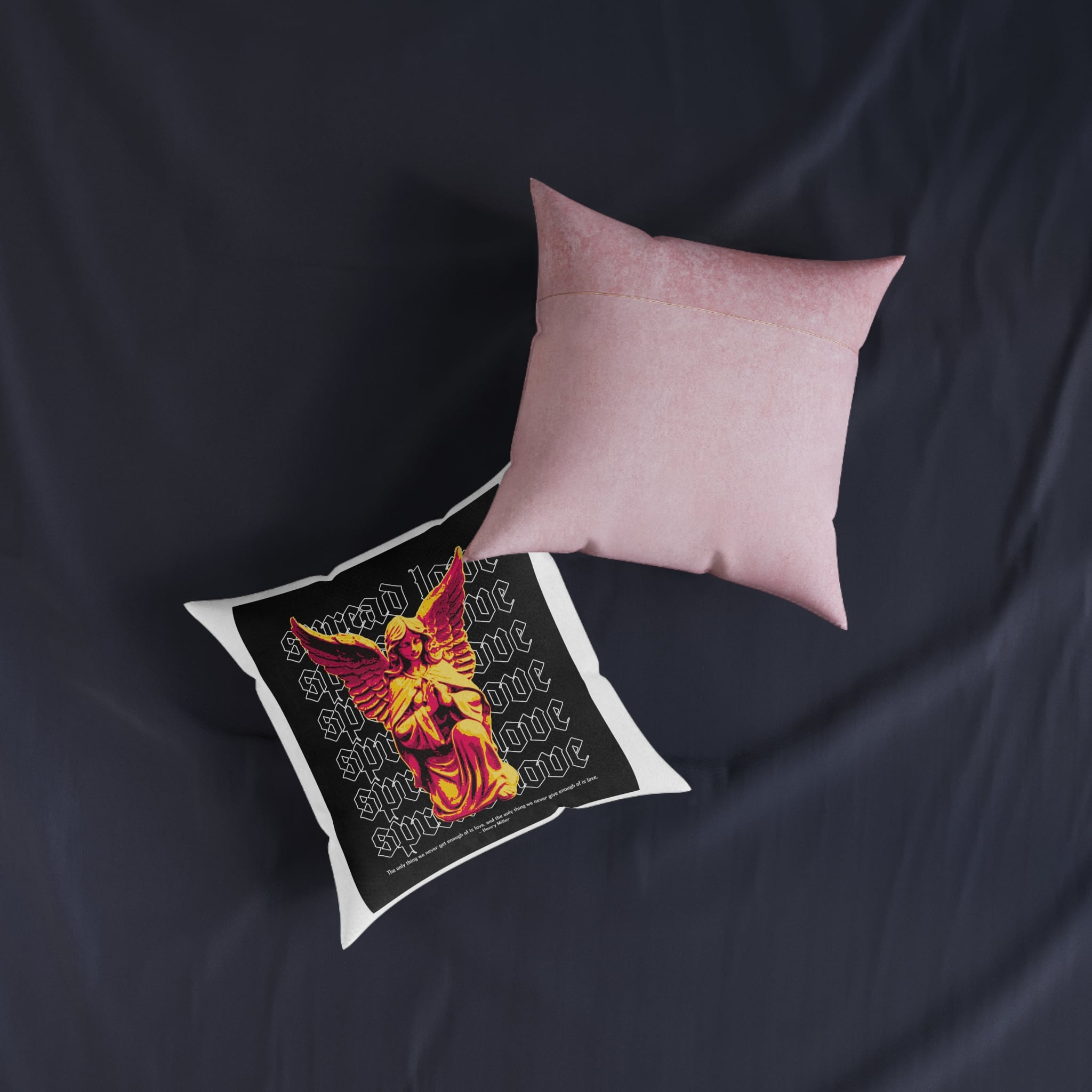 Streetwear Design Fake Romance Statue Style Square Pillow Pink Back - Image 7