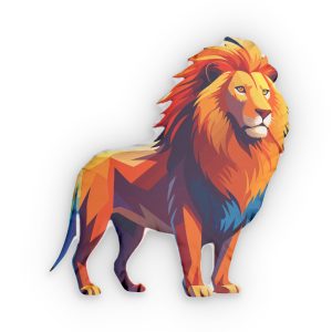 Vibrant Colorful Lion Vector Art Illustration Custom Shaped Pillows