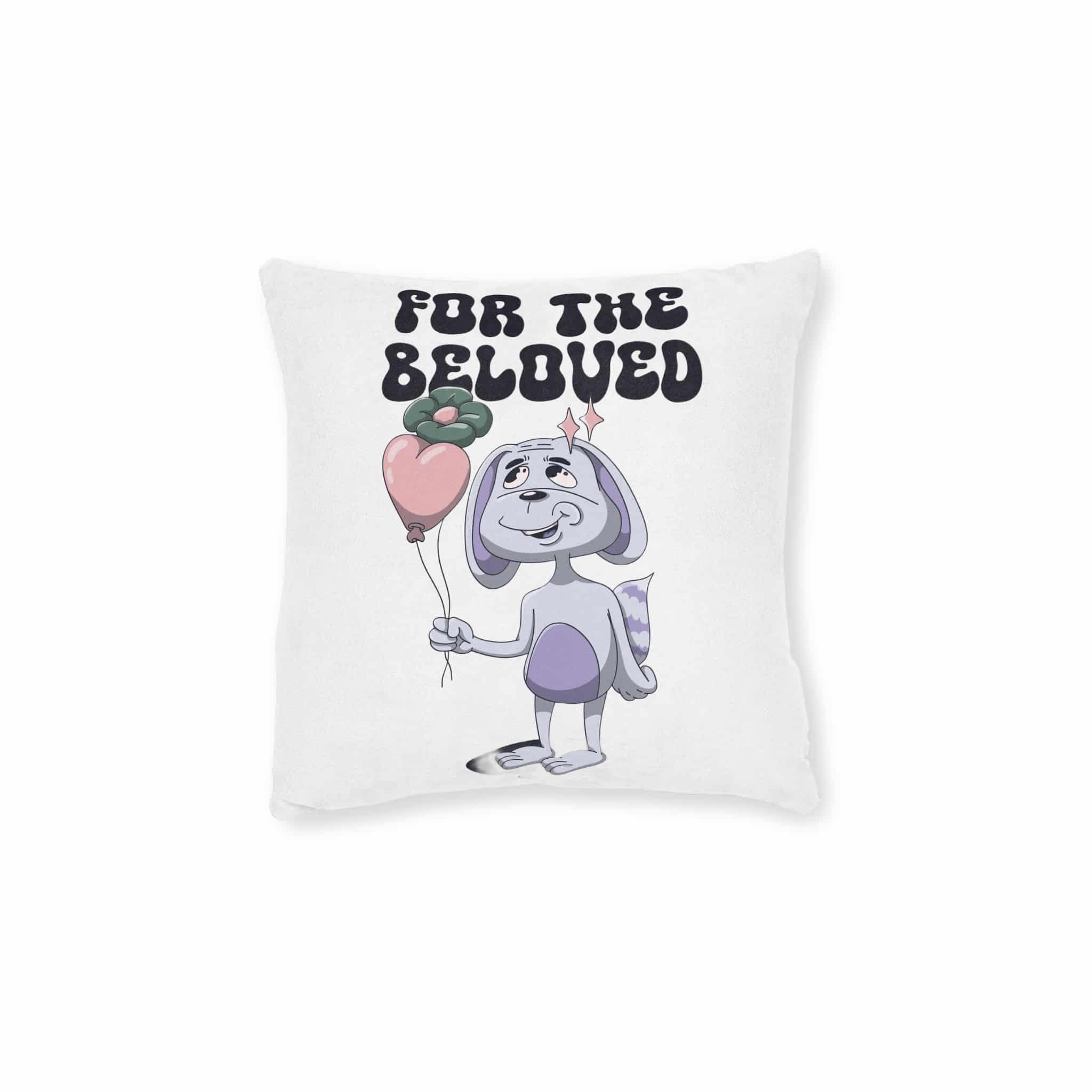 For the Beloved Square Pillow Pink Back