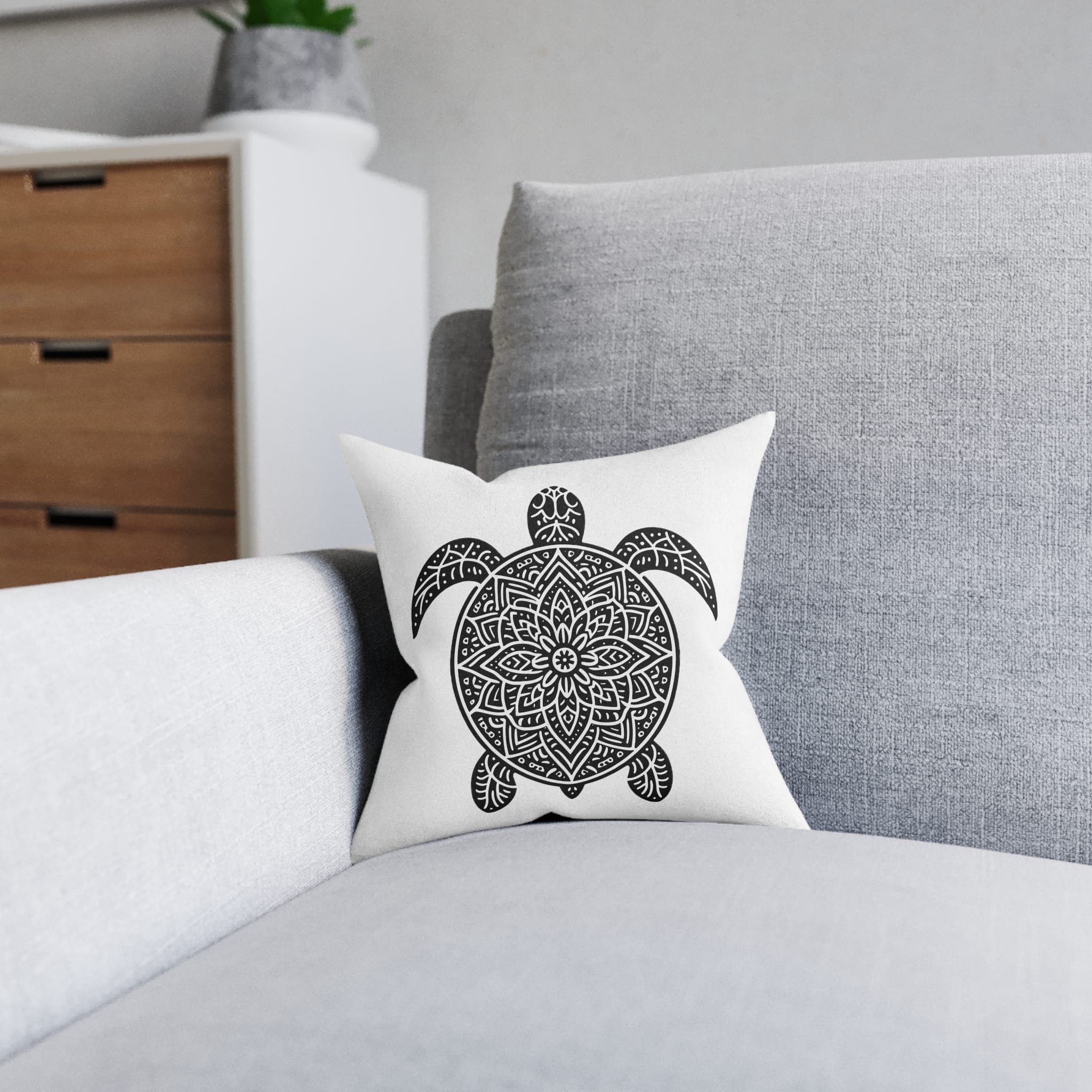 Turtle Copia Square Pillow Pink Back - Image 4