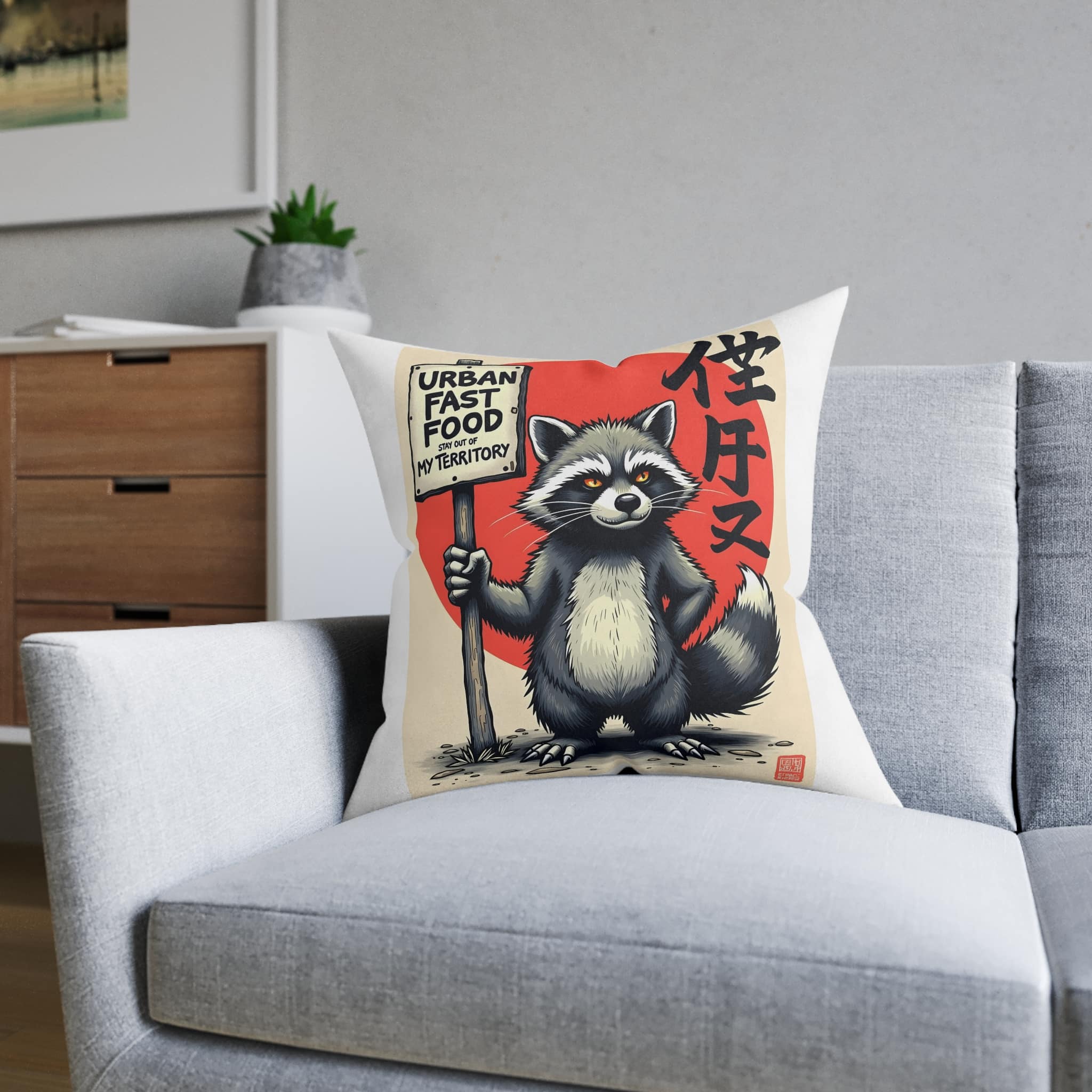 Urban Fast Food Copia Square Pillow Pink Back - Image 12